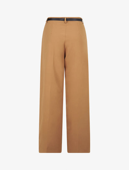 Pantalon de tailleur droit à plis - Camel - 2