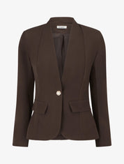 Einfarbiger Blazer mit Knöpfen - Braun
