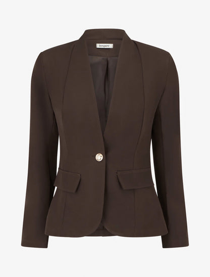 Einfarbiger Blazer mit Knöpfen - Braun