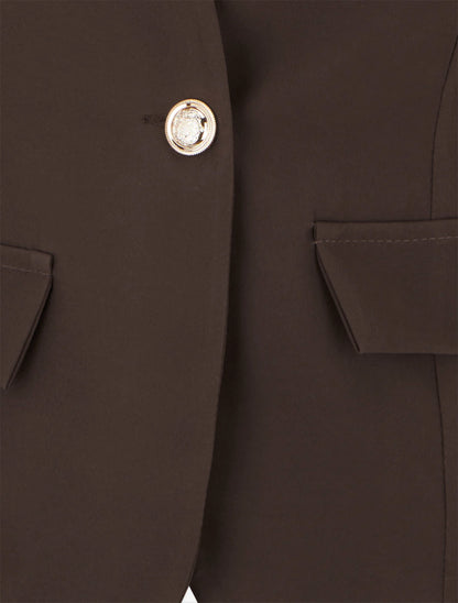 Einfarbiger Blazer mit Knöpfen - Braun