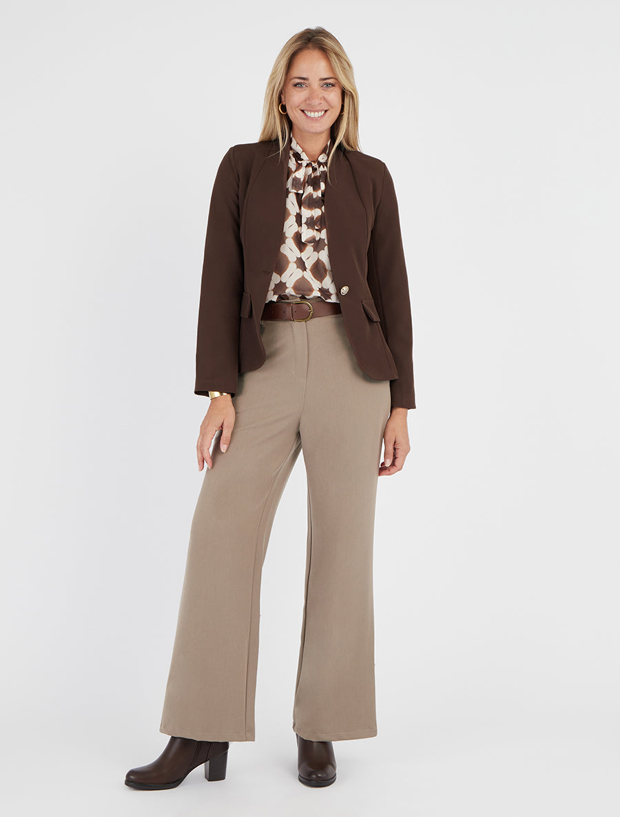 Einfarbiger Blazer mit Knöpfen - Braun
