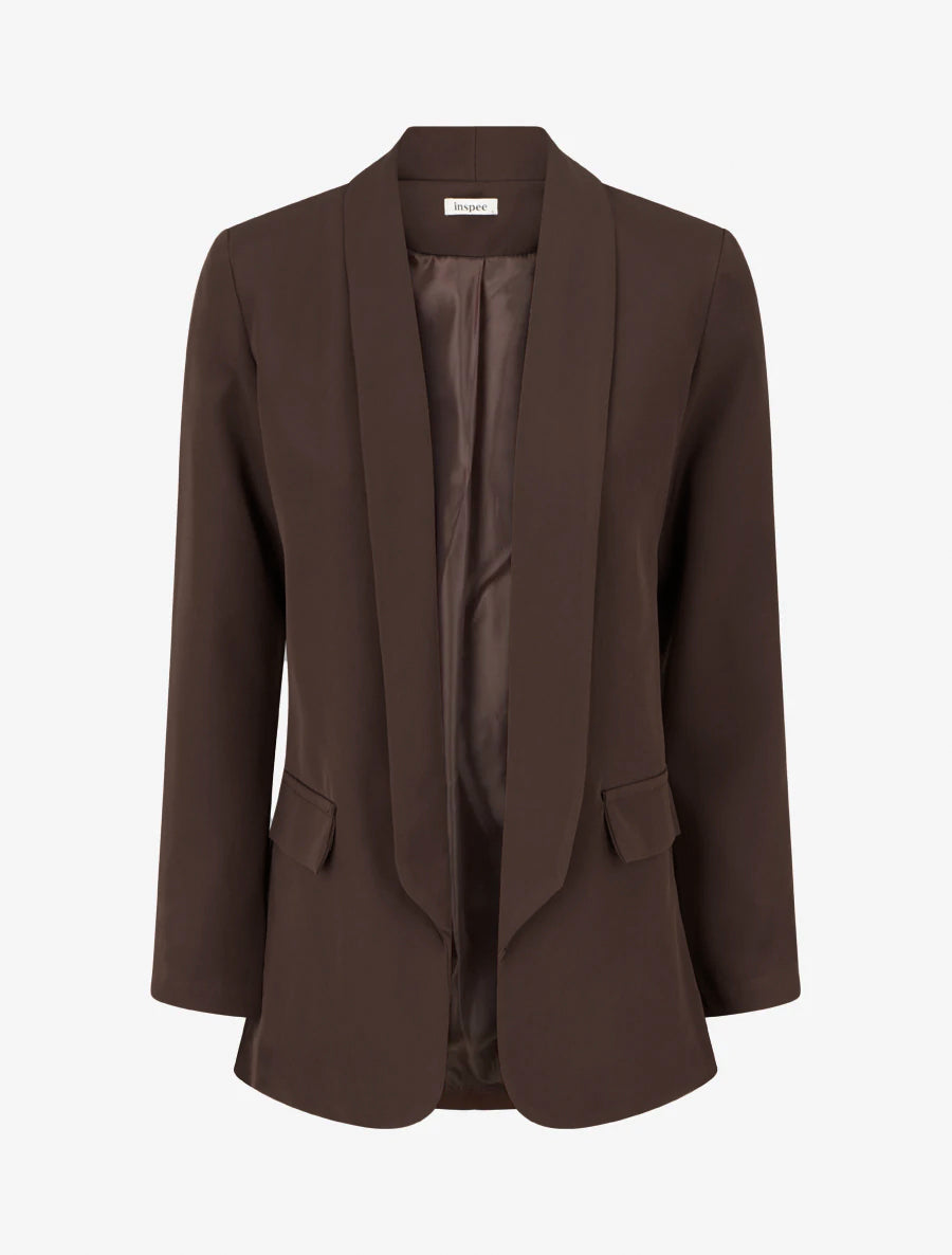 Unifarbener Blazer mit dekorativen Taschen - Braun