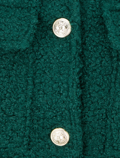 Manteau court effet laine bouclée - Vert sapin - 3
