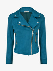 Veste en suédine à fermeture zippée - Bleu canard - 1