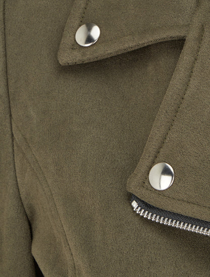 Veste en suédine à fermeture zippée - Kaki - 3