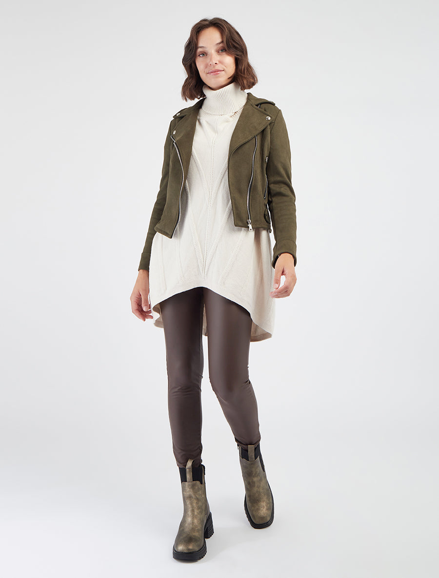 Jacke aus Wildlederimitat mit Reißverschluss - Kaki