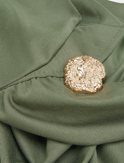 Robe droite à col bateau bijou - Kaki - 3