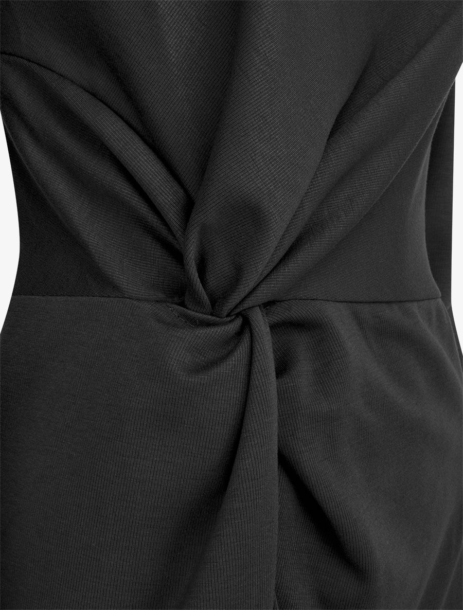 Robe droite effet torsadé à manches longues - Noir - 3