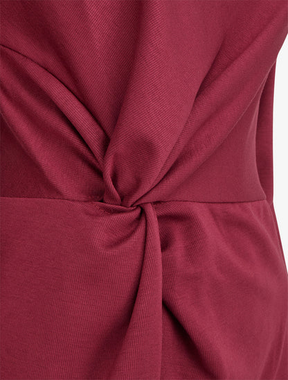 Robe droite effet torsadé à manches longues - Bordeaux - 3