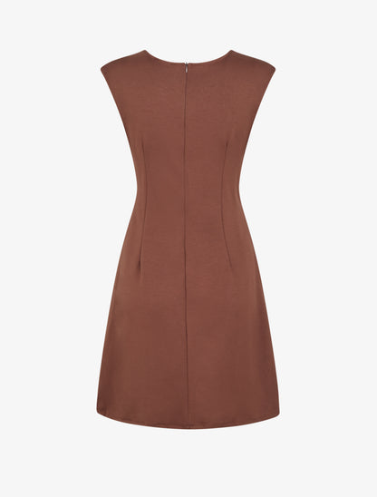 Robe sans manches évasée à lien et boucle - Marron - 2