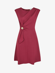 Robe sans manches évasée à lien et boucle - Bordeaux - 1