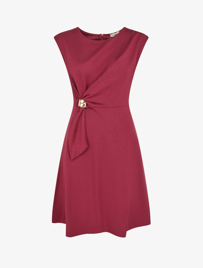 Robe sans manches évasée à lien et boucle - Bordeaux - 1