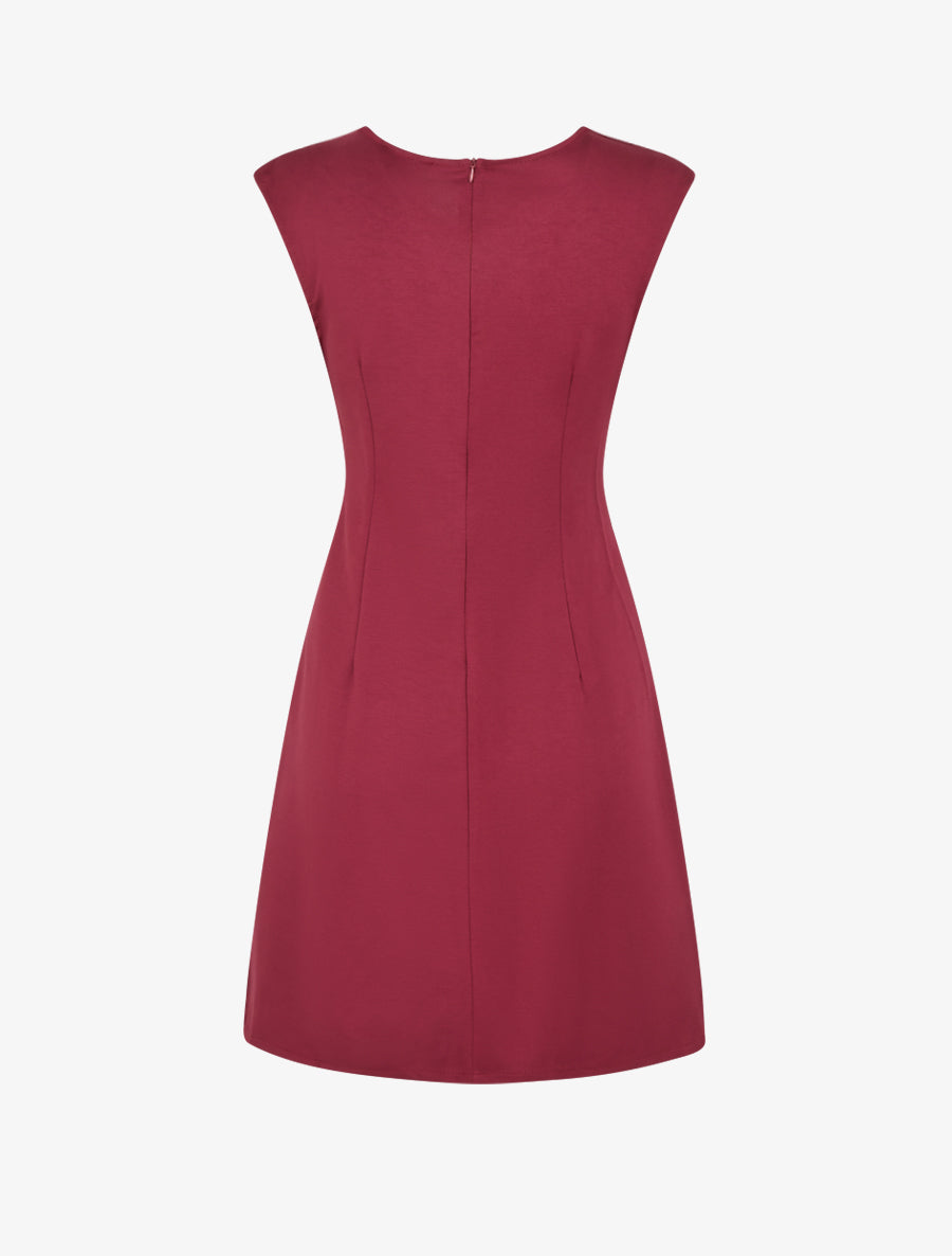 Robe sans manches évasée à lien et boucle - Bordeaux - 2