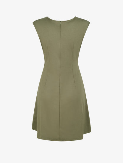 Robe sans manches évasée à lien et boucle - Kaki - 2
