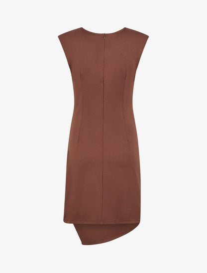 Robe style portefeuille à col bijou - Marron - 2