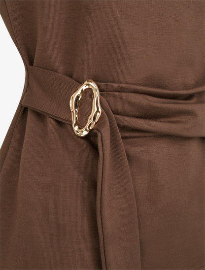 Top droit sans manches à boucle - Marron - 3