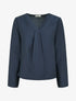 Blouse droite unie à col V - Marine - 1