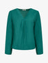 Blouse droite unie à col V - Vert foncé - 1
