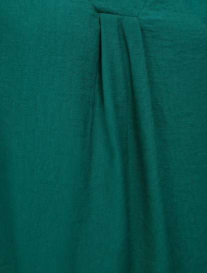 Blouse droite unie à col V - Vert foncé - 3