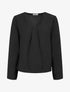 Blouse droite unie à col V - Noir - 1