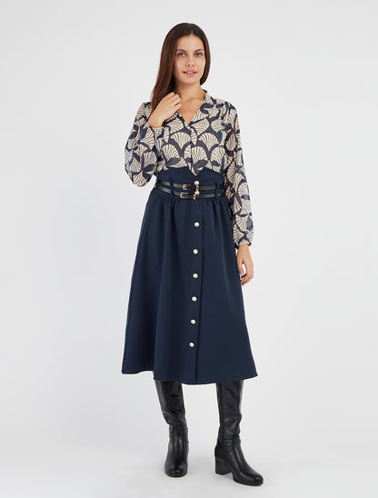 Top irisé en voile imprimé fantaisie - Marine - 8