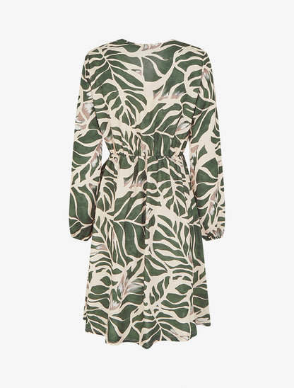 Robe élastiquée à imprimé fantaisie - Kaki - 2