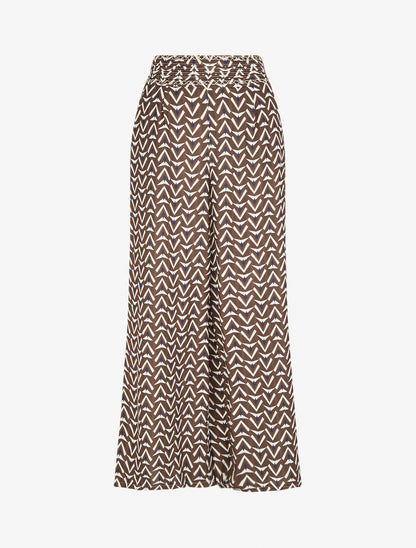 Pantalon ample imprimé géométrique - Marron - 1