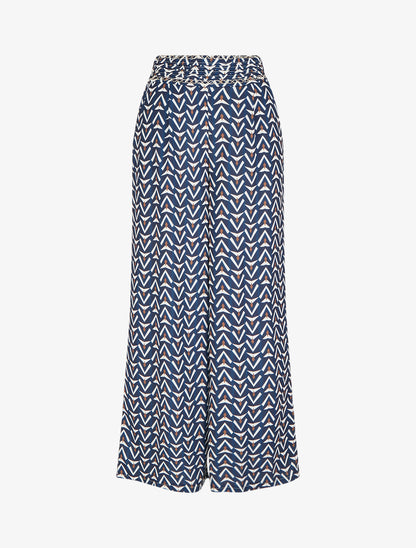 Pantalon ample imprimé géométrique - Marine - 1