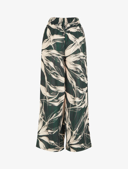 Pantalon ample imprimé feuillage - Vert sapin - 2