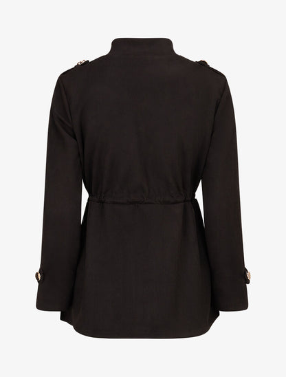 Veste longue cintrée en suédine - Noir - 2