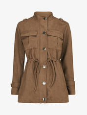 Veste longue cintrée en suédine - Marron clair - 5