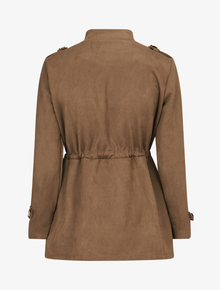Veste longue cintrée en suédine - Marron clair - 2