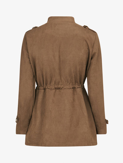 Veste longue cintrée en suédine - Marron clair - 2
