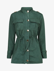 Veste longue cintrée en suédine - Vert - 5