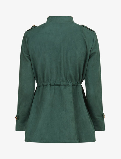Veste longue cintrée en suédine - Vert - 2