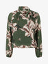 Blouse en voile imprimé floral à nouer - Kaki - 1