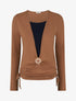 Pull à bords froncés et boucle décorative - Camel - 1