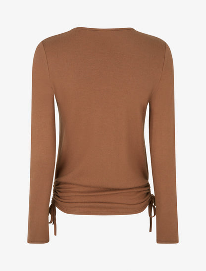 Pull à bords froncés et boucle décorative - Camel - 2