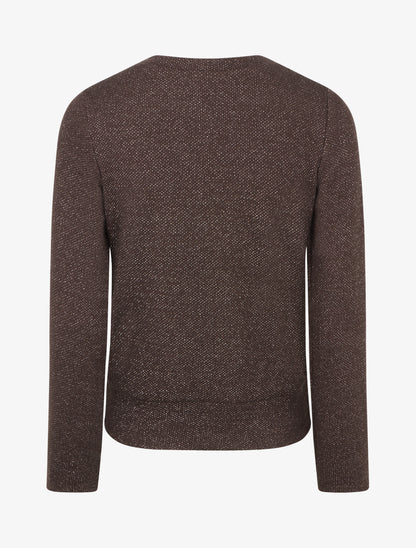 Pull superposé effet gaufré irisé - Chocolat - 2