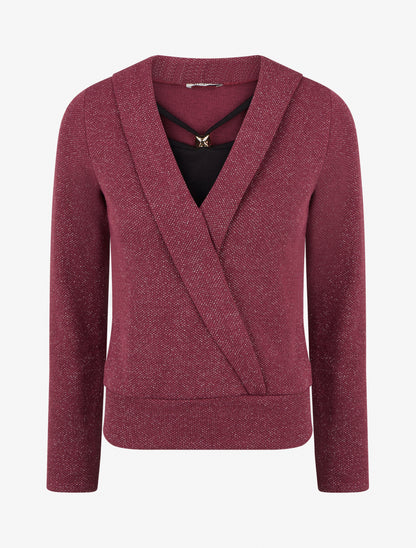 Pull superposé effet gaufré irisé - Prune - 1