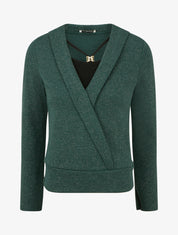 Pull superposé effet gaufré irisé - Vert foncé - 1