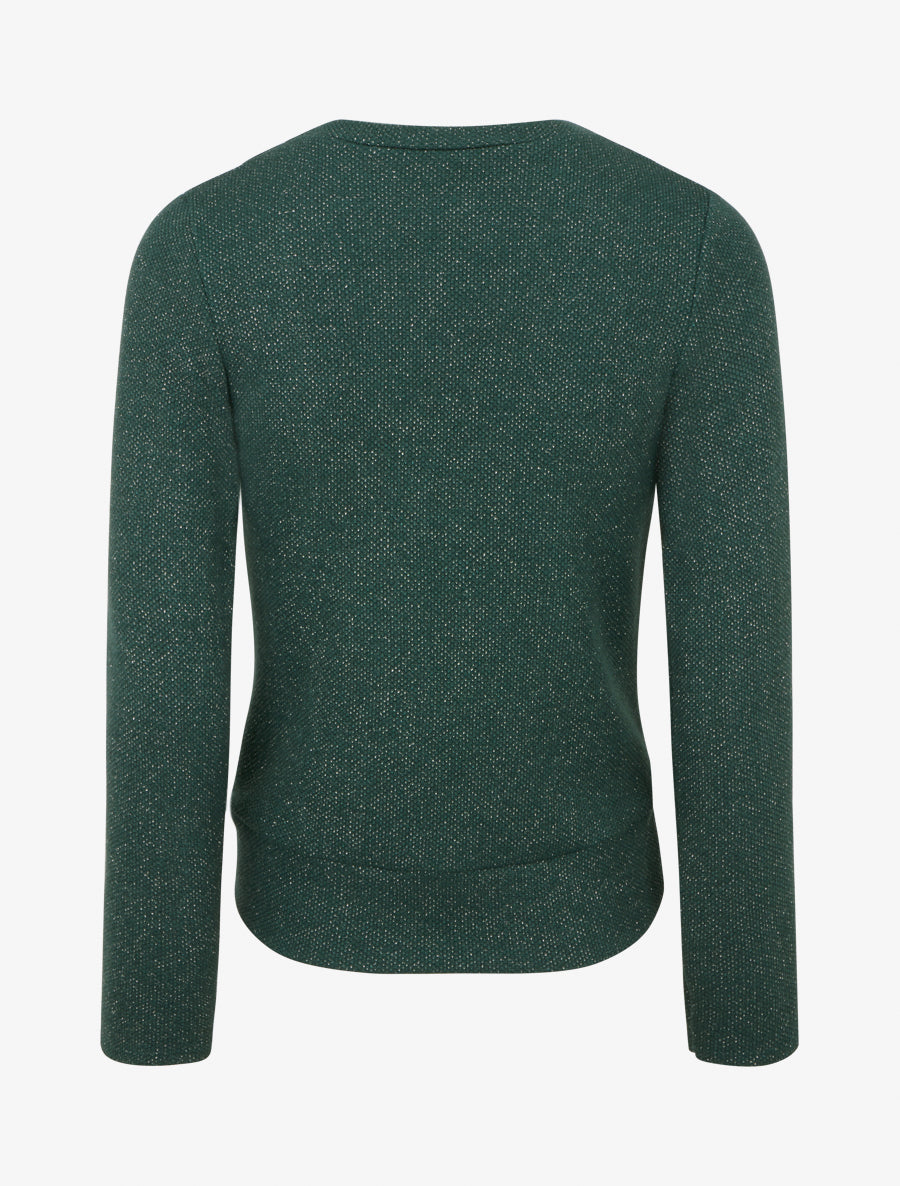 Pull superposé effet gaufré irisé - Vert foncé - 2