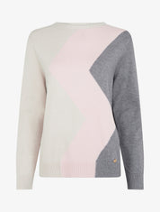 Pull droit à motif zig-zag color block - Gris - 1