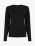 Pull uni à détail effiloché - Noir - 1