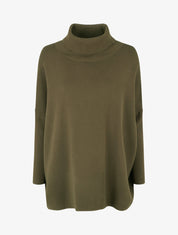 Poncho uni à col roulé - Kaki - 1