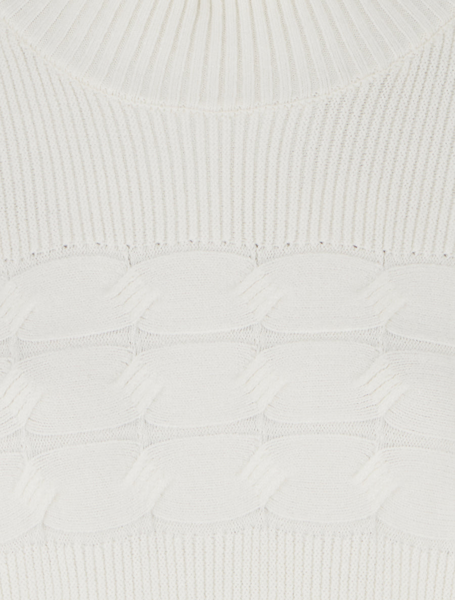 Pull ajusté à col montant et liens aux poignets - Écru - 3