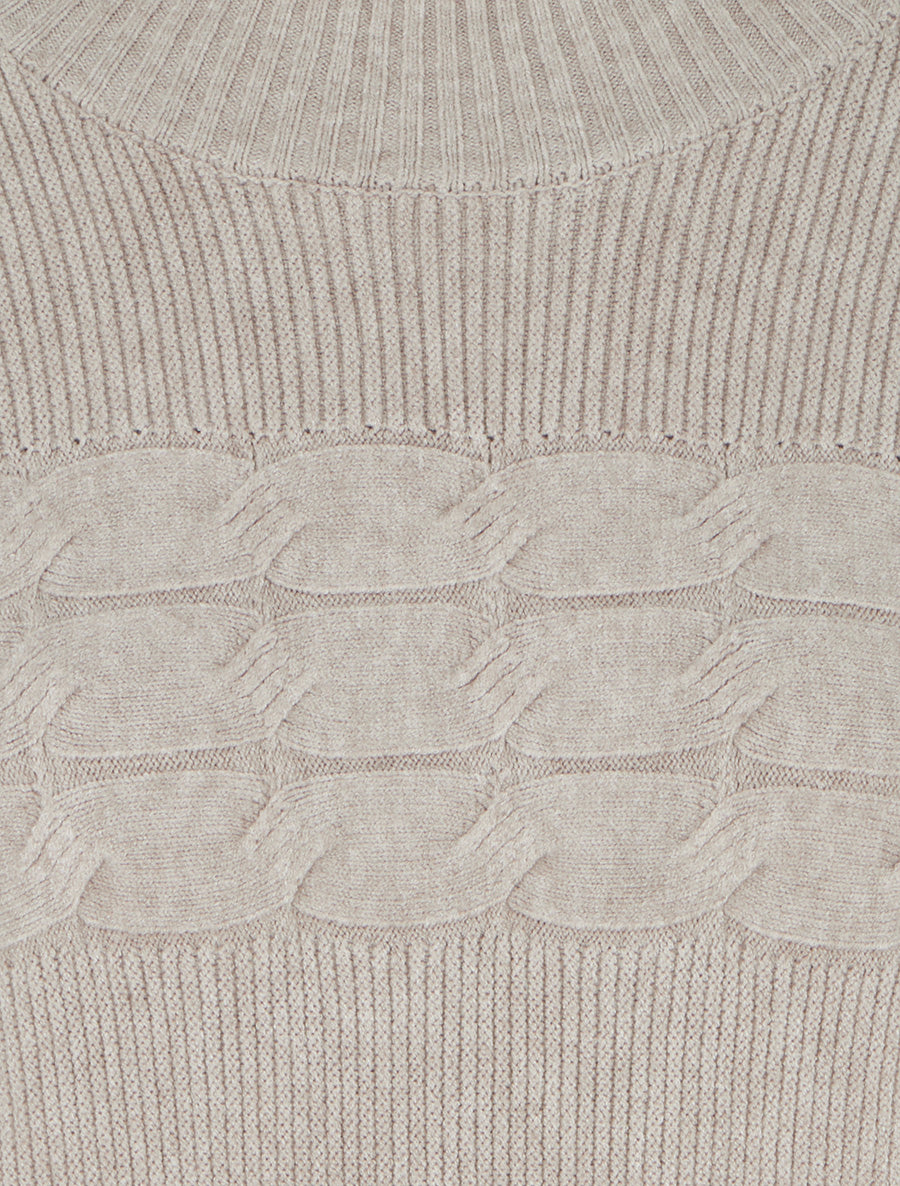 Pull ajusté à col montant et liens aux poignets - Taupe clair - 3