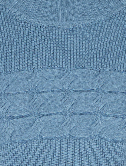 Pull ajusté à col montant et liens aux poignets - Bleu - 3