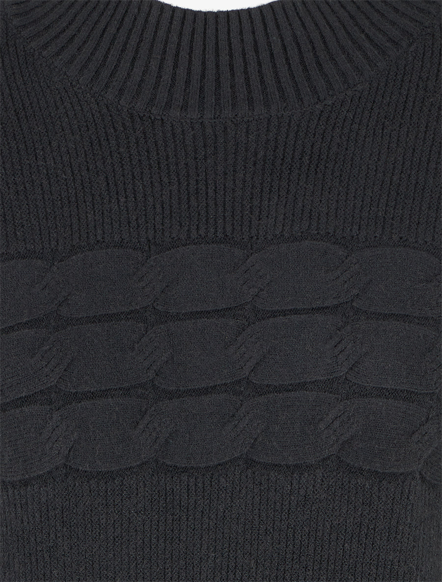 Pull ajusté à col montant et liens aux poignets - Noir - 3