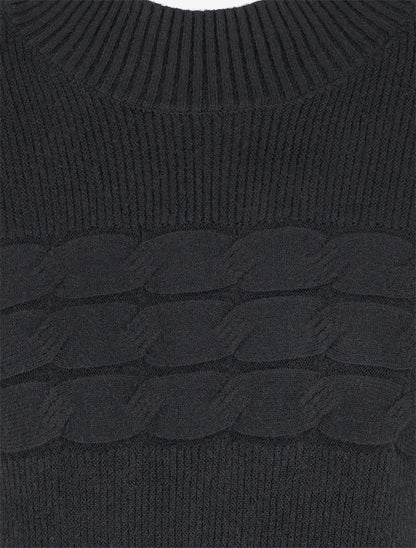 Pull ajusté à col montant et liens aux poignets - Noir - 3